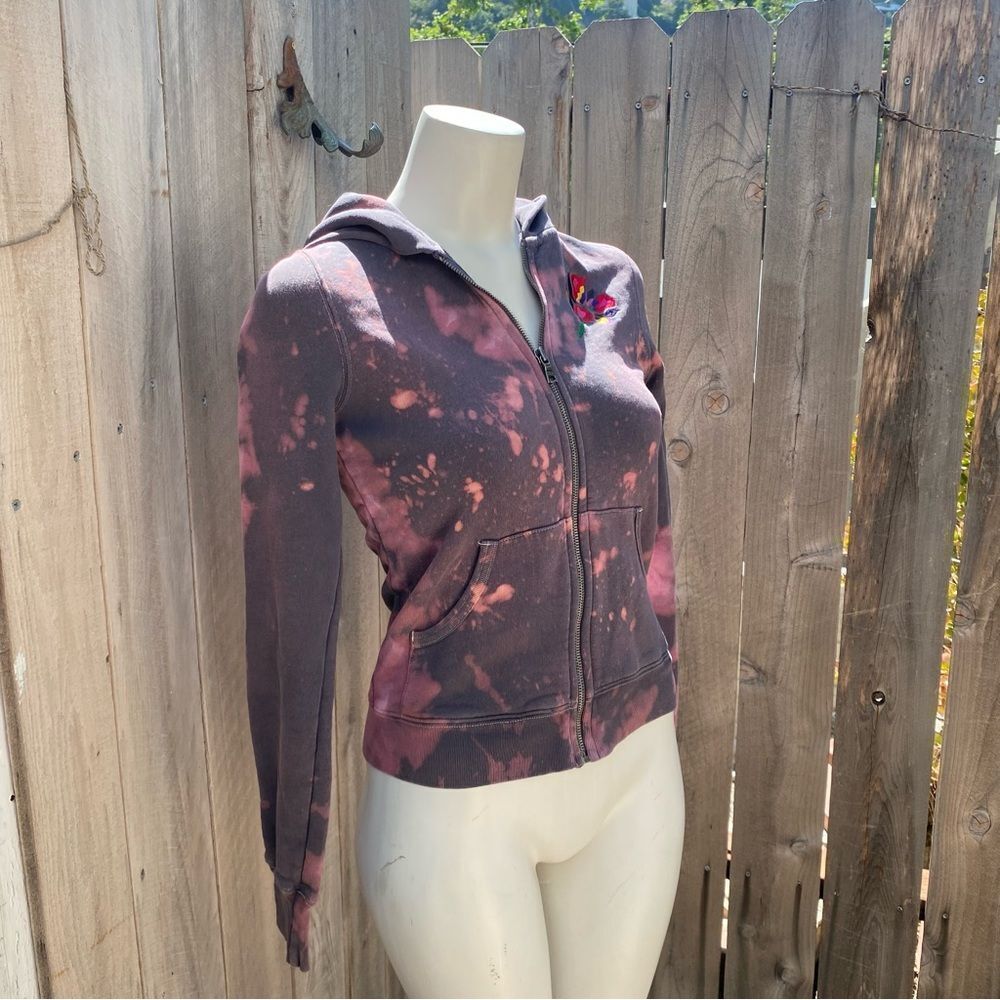 Vintage Marc Jacobs Tie-Dye Zip-Up Hoodie with Embroidered flower design XS